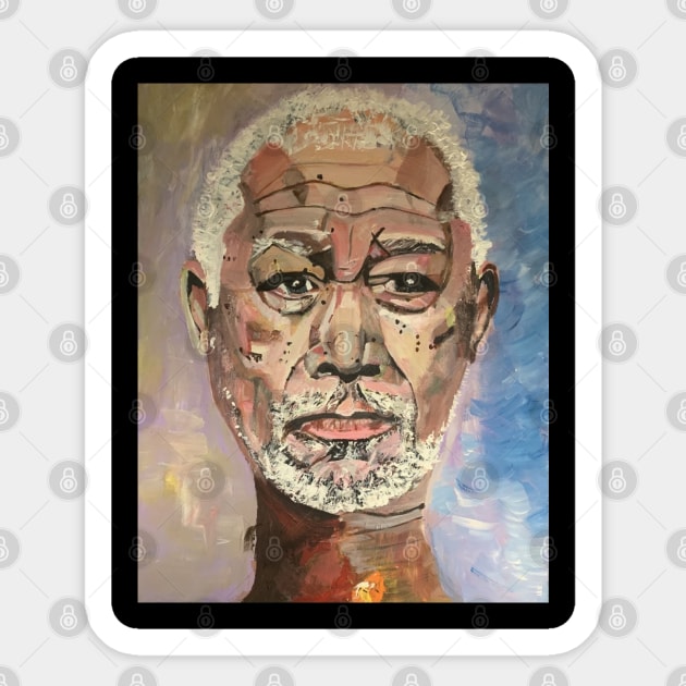 A Portrait of Morgan Freeman, Mug, Wall Art Sticker by DeniseMorgan